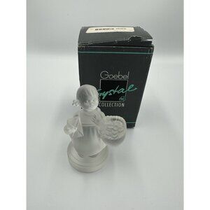 Goebel Crystal Collection Frosted Girl Holding Basket Figurine Signed MJ Hummel